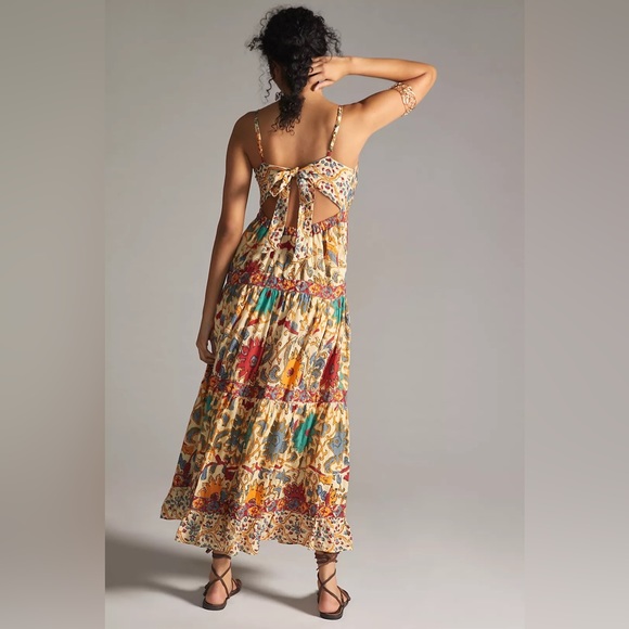 NWT Love The Label From Anthropologie Floral Border Print Maxi Dress Size XS - Picture 3 of 5